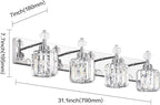 PRESDE 4-Light Crystal Bathroom Lights Fixtures Chrom Modern Wall Lighting Over - Image 4