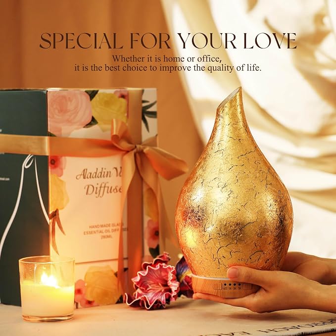 Porseme 280ml Essential Oil Diffuser, 3D Glass Aromatherapy Diffusor, - Image 7