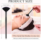 9 Pieces Facial Fan Mask Brushes, Soft Facial Applicator Brushes Tools - Image 2