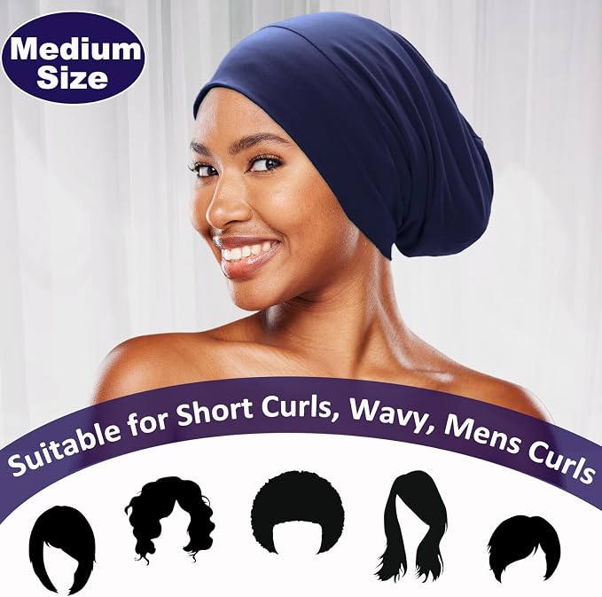 Sleep Cap Bonnet for Sleeping Black Women, Adjustable Cooling Ice Silk Lined - Image 4