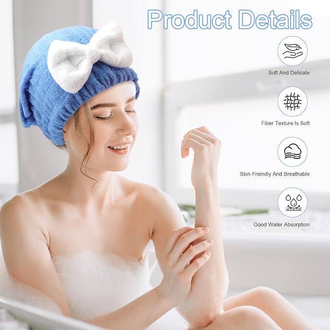 Microfiber Hair Towel Wrap for Women, Anti-Frizz Plopping Towel for Curly and - Image 2