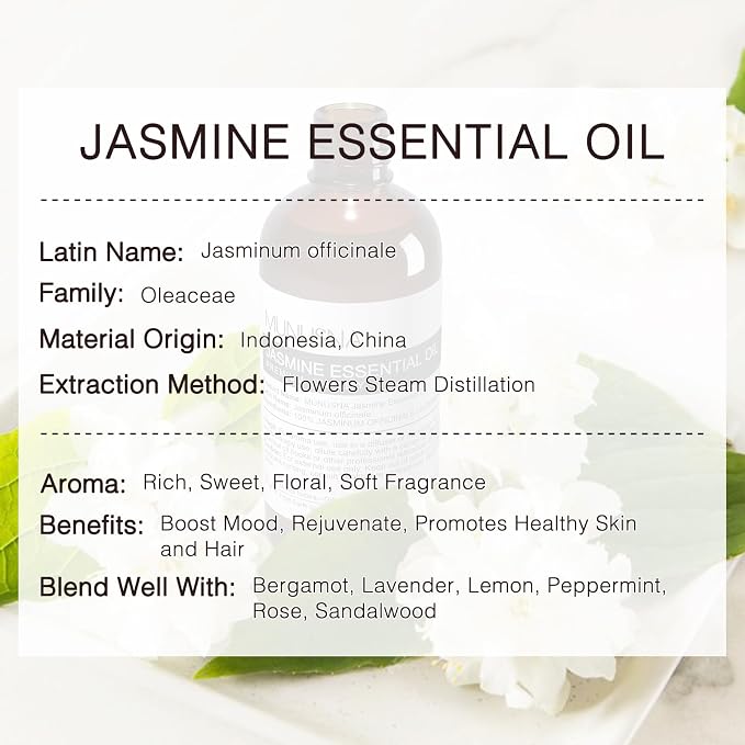 Jasmine Essential Oil 100ML, 100% Pure Natural Jasmine Oils Premium Grade - Image 3