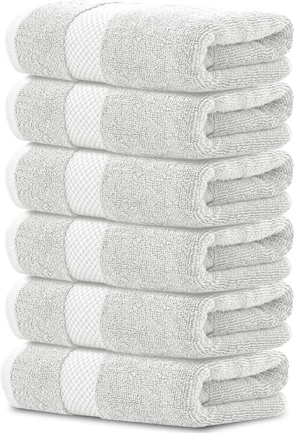White Classic Luxury Silver Hand Towels by WhiteClassic