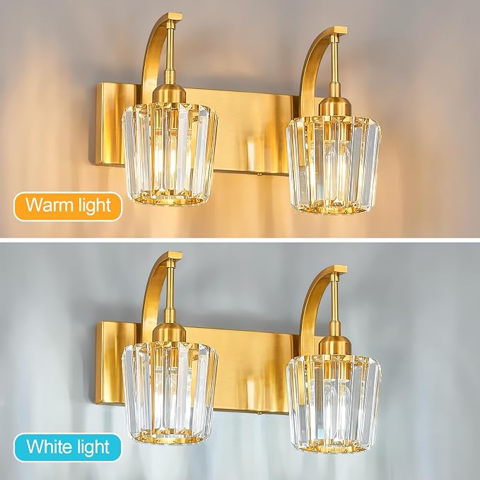 Modern Bathroom Vanity Light, 2-Light Gold Wall Sconce - Image 5