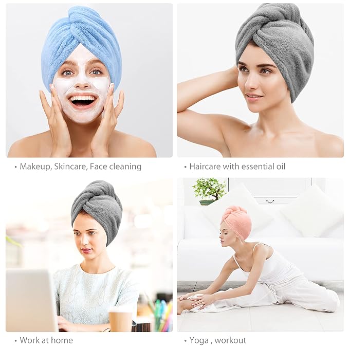 BEoffer Microfiber Hair Towel, 3 Packs Hair Turbans - Image 5