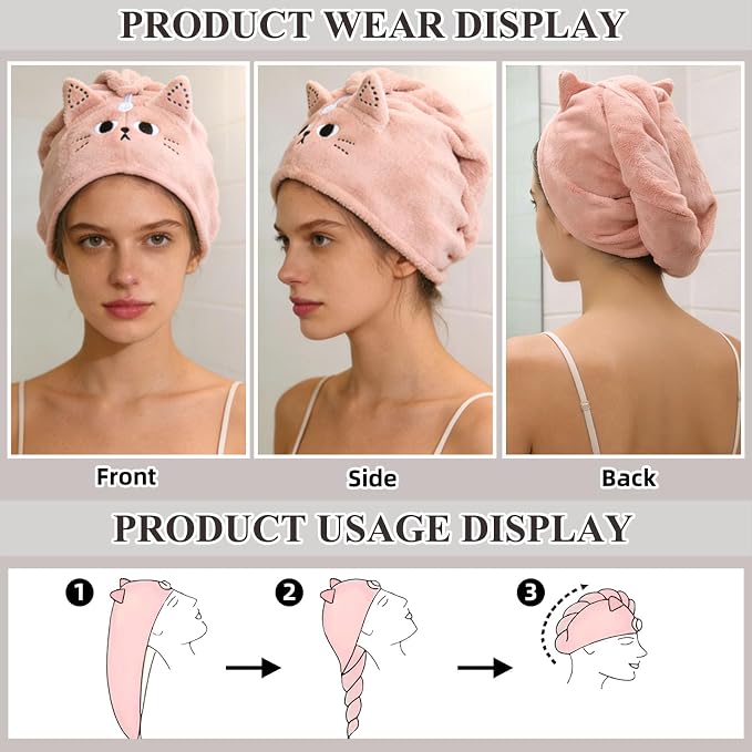 2Pack Microfiber Hair Towel Wrap - Image 2