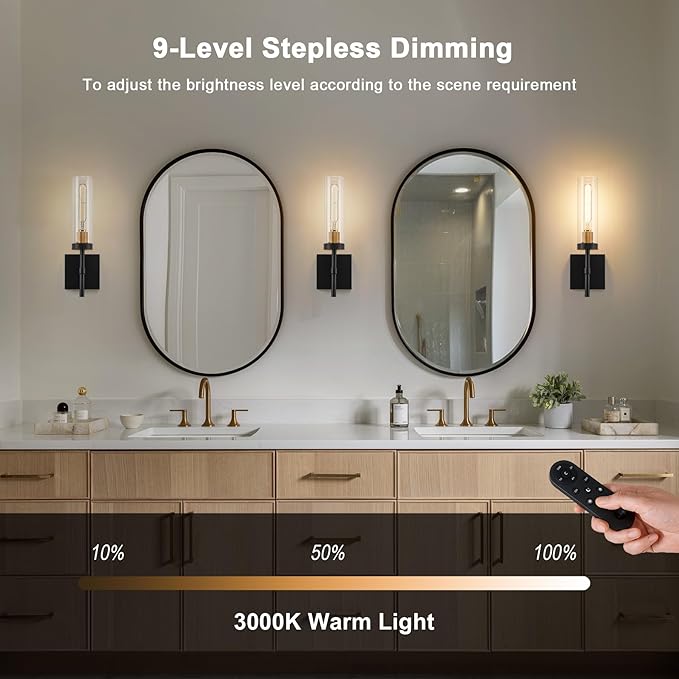 Wireless Wall Sconces with Remote Control, Battery Operated Wall Sconce Set of 2 - Image 4