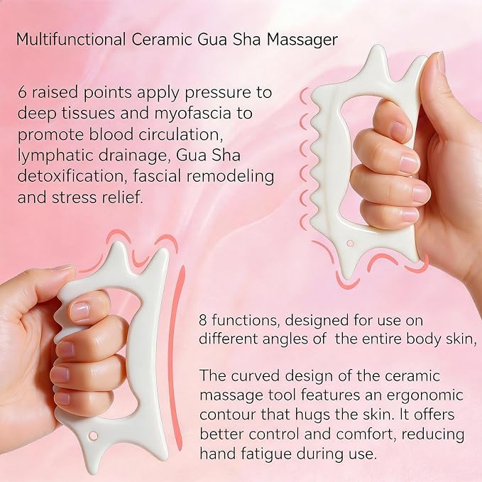 Ceramic Gua Sha Facial Tools Lymphatic Drainage Massager Body Guasha Tool - Image 7