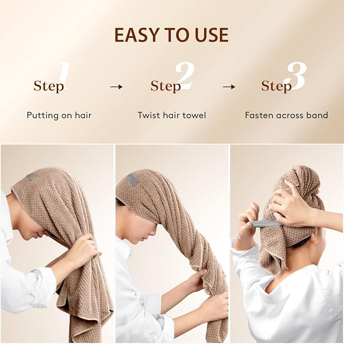 YFONG Large Hair Towel Wrap for Women, Super Absorbent Microfiber Hair Towel - Image 7