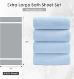 4 Piece Extra Large Bath Towel 35"x70" Oversized Bath Sheet Blue Bath Towel Set - Image 5