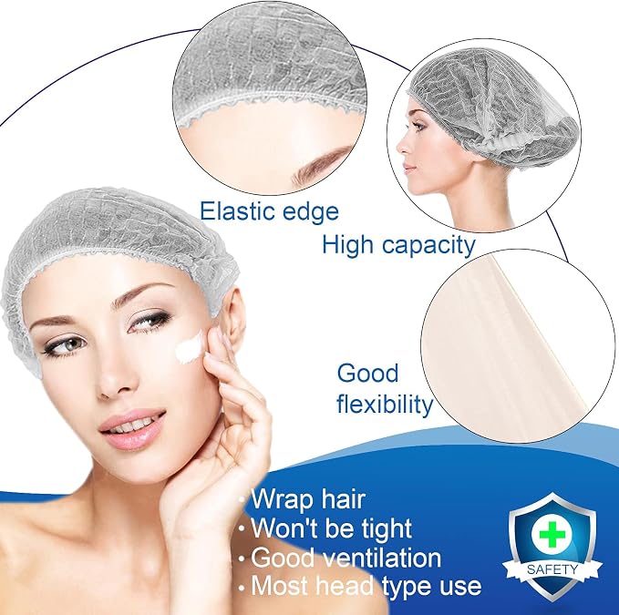 Disposable Bouffant Caps, 21inches Hair Net, Elastic Dust Cap - Image 4
