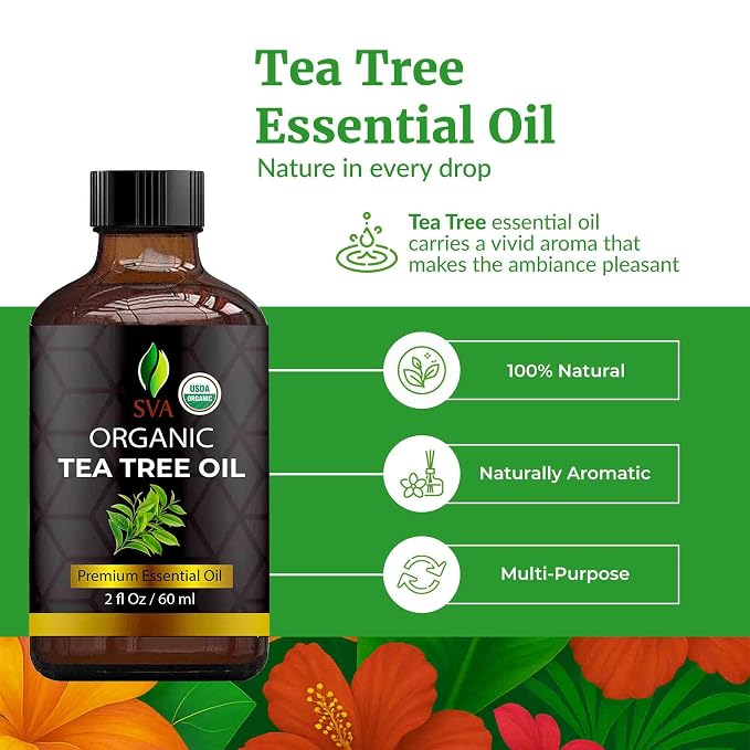 SVA Tea Tree Essential Oil Organic – 2 Fl Oz – 100% Natural Organic Tea Tree Oil - Image 2