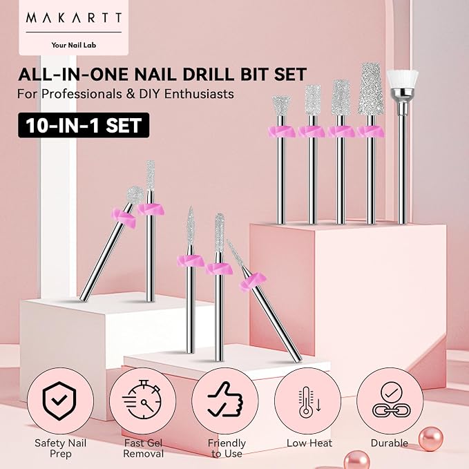 Makartt Nail Drill Bits:10Pcs Dimond Sanding Bit Sets - Image 6