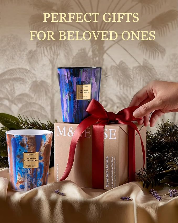 M&SENSE 3-Wick Dark Rose Large Soy Scented Candle, 35oz 150H Non-Toxic Luxury - Image 7