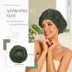 Reusable Shower Cap for Women, Large Waterproof Shower Bonnet Washable Elastic - Image 3