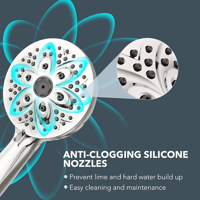 6-Setting Filtered Handheld Shower Head, JDO High Pressure Shower Head - Image 6
