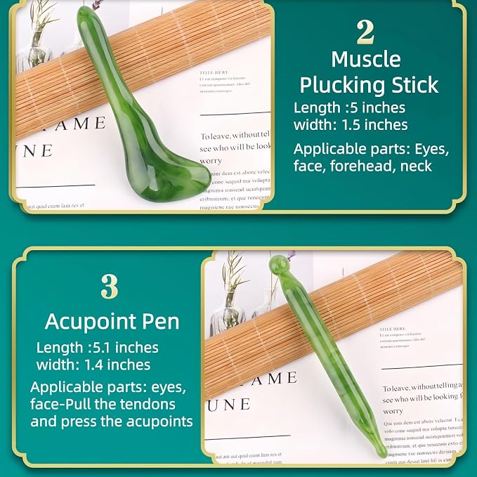 Gua Sha Scraping Massage Tool, GuaSha Facial Set, Natural Resin GuaSha Massage - Image 4