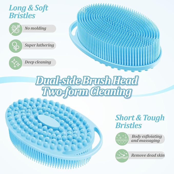 Silicone Back & Body Scrubber Set 2PCS, 13.4'' Gentle Exfoliating Back Scrubber - Image 4