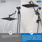Hibbent cUPC Certified 13'' Shower Head Combo, High Pressure 5 Spray Rainfall - Image 6