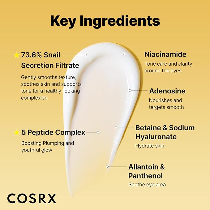 COSRX Snail Mucin Peptide Under Eye Cream, 0.84 fl oz, 73.7% Snail Mucin and - Image 3