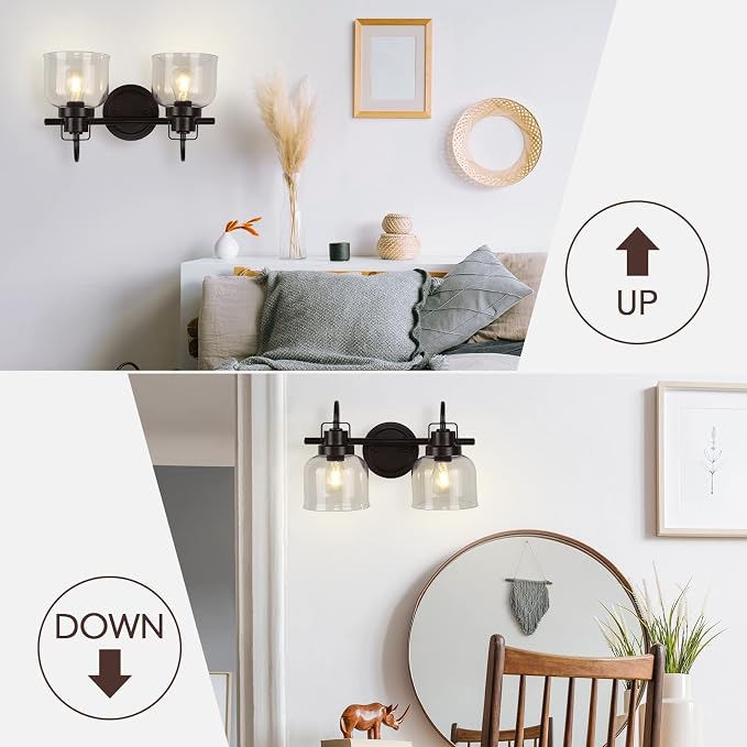 2 Lights Bathroom Vanity Light, Bronze Modern Wall Light Fixtures Over Mirror - Image 9