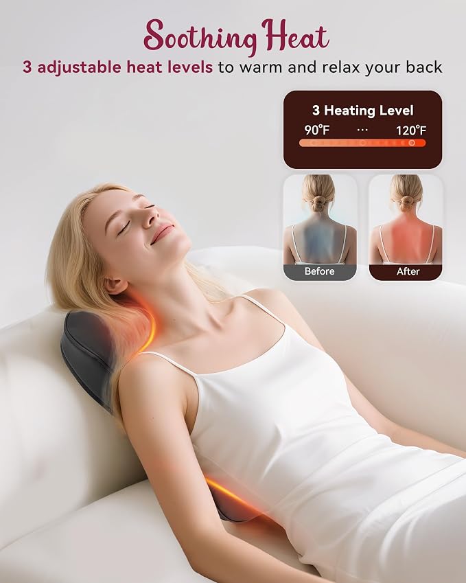 Back Massager for Pain Relief Deep Tissue, Kneading Shiatsu Neck and Back - Image 4
