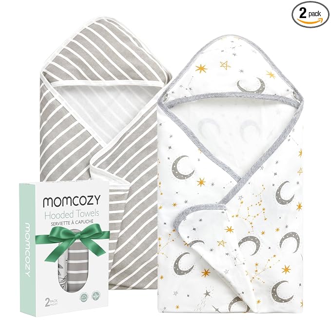 Momcozy Hooded Baby Towel, 2 Pack Baby Bath Towel by Momcozy