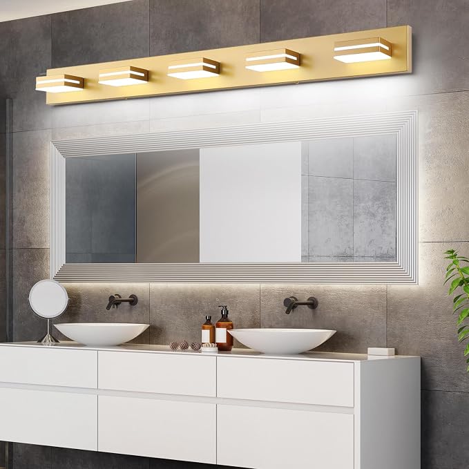 SineRise LED Modern Bathroom Vanity Light Fixtures, Matte Gold Modern Acrylic - Image 7