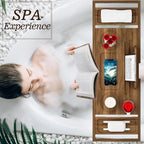 Premium Teak Bathtub Tray Caddy, Expandable Wooden Bath Tray - Image 3
