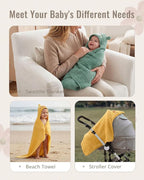 Blissful Diary Muslin Baby Hooded Towel 2 Pack, Soft & Absorbent Bath Towel - Image 6