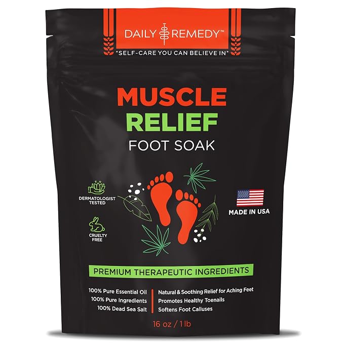 Muscle Relief Foot Soak with Epsom Salt, Made in USA, Soothe Tired Feet by DAILYREMEDY