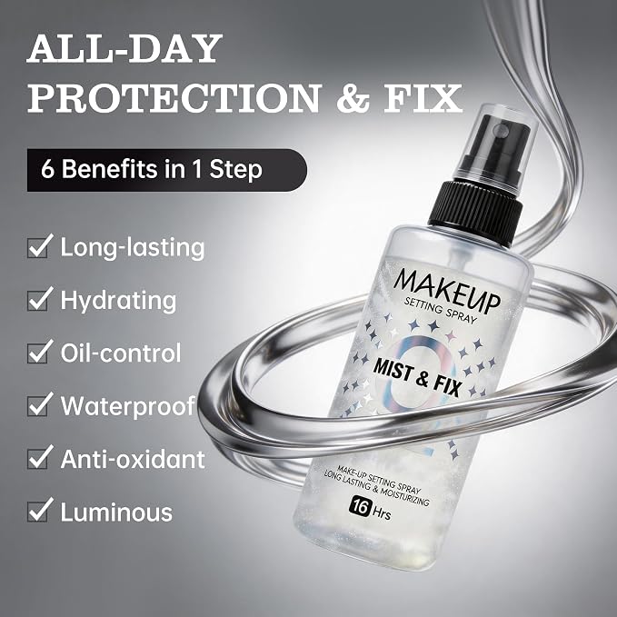 Setting Spray for Makeup, 16 Hr Long Lasting Fixing Spray Waterproof Transfer - Image 3