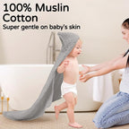 Yoofoss Hooded Baby Towels for Newborn 2 Pack 100% Muslin Organic Cotton Baby - Image 2