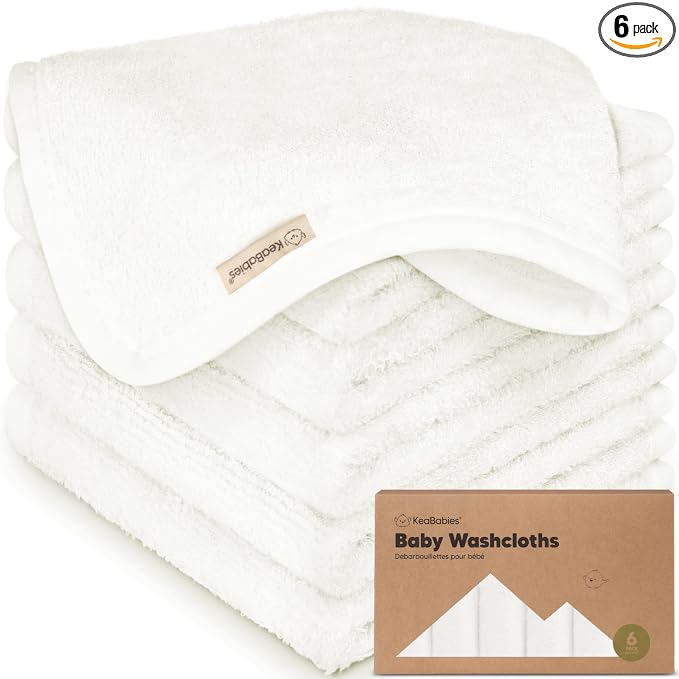 6-Pack Baby Washcloths – Soft Absorbent Viscose from Bamboo Washcloths by KeaBabies