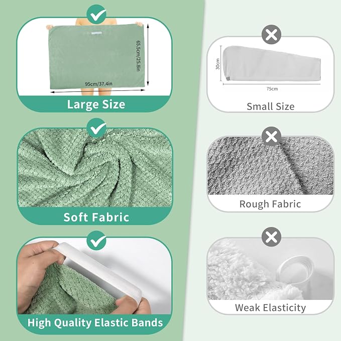 my novel things 2 Pack Extra Large Microfiber Hair Towel Wrap, 37.4" x 26.4" - Image 2