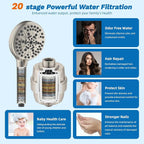 Hibbent 5-spray Dual Filtered Rainfall Shower Head Combo, High Pressure 13'' - Image 6