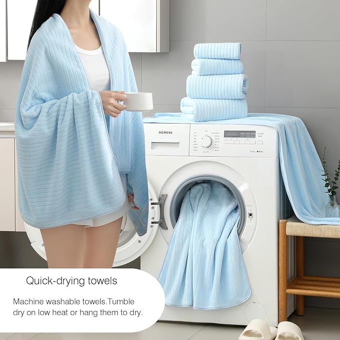 Hailea 18 Piece Family Bath Towel Set Include 6 Bath Towels, 6 Hand Towels and - Image 2