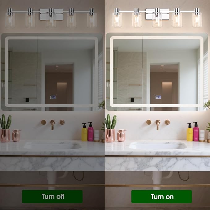 5-Light Modern Vanity Light Fixtures Over Mirror, Chrome Bathroom Light Fixtures - Image 7