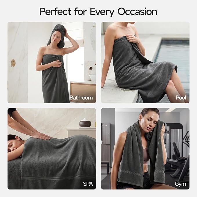 ecolook Bath Towels Set of 4, 100% Cotton, 27 x 55 Inches, Quick-Drying & - Image 8