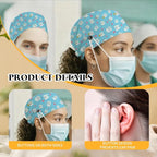 Adjustable Scrub Cap with Buttons & Sweatband, Working Hat with Elastic Tie Back - Image 6