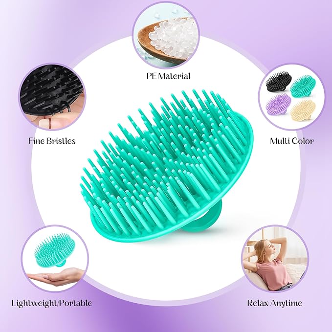 4Pack Hair Scalp Exfoliator Brush Dandruff Cleaning Brush, Flexible Scalp - Image 3