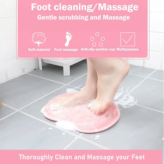 Shower Foot and Back Scrubber Mat, Wall Mounted Shower Foot Scrubber - Image 2
