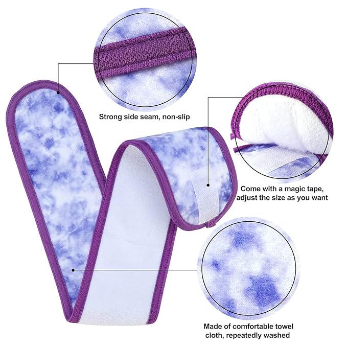 Denfany Spa Facial Headband 4 Pack Ultra Soft Adjustable Skincare - Image 3