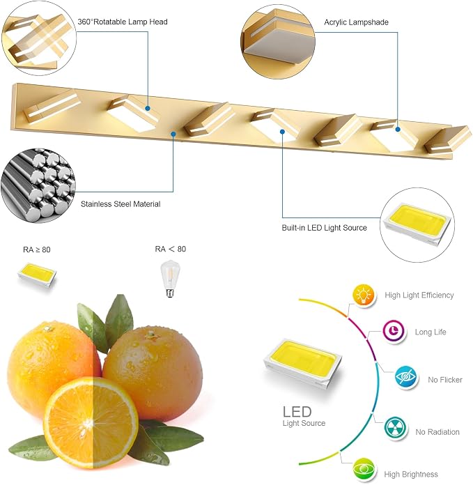 SineRise LED Modern Bathroom Vanity Light Fixtures - Image 2