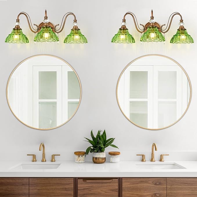 Vintage Bathroom Vanity Light, 3-Light Matte Antique Brass Finish Wall Sconce - Image 8