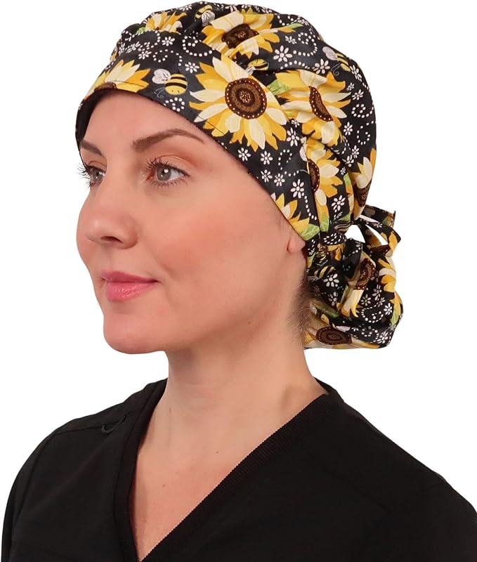 Sparkling EARTH Banded Bouffant Surgical Scrub Ponytail Working Caps and by SparklingEARTH