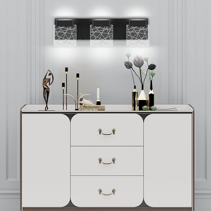 Aipsun Black Vanity Light Modern LED Bathroom Vanity Lighting Fixtures 3 Light - Image 6