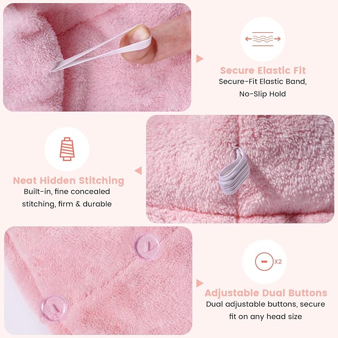 3 Pack Microfiber Hair Towel Wrap - Image 3