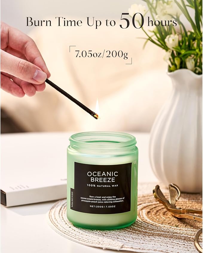 M&SENSE Oceanic Breeze Home Scented Candles, 7.05oz Natural Soy Wax, 50-Hour - Image 4