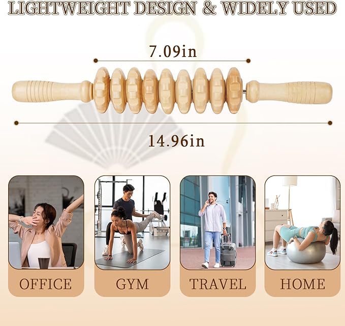 Liitrton Manual Wooden Fascia Massage Roller Trigger Points - Image 2